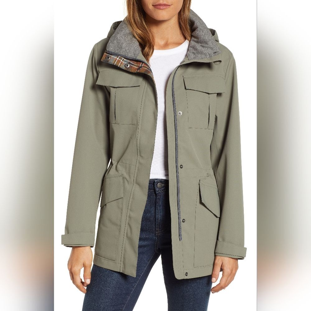 Pendleton Womens Lihn Packable Hood Full Zip Button Utility Jacket Small